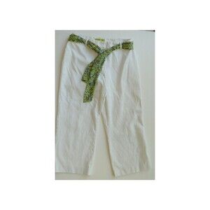 Sigrid Olsen Wide Leg cropped Pants capris Size 6 PETITE white (30x22)